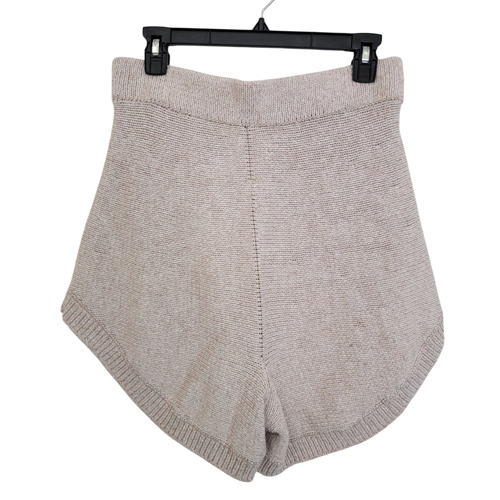Free People FP Beach Knit Shorts Medium Oversized Oatmeal Beige Cotton Resort - Picture 2 of 9